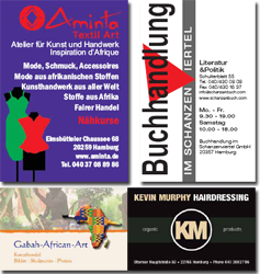 Aminto - Buchhandlung im Schanzenviertel - Gabah African Art - Kevin Murphy Hairdressing